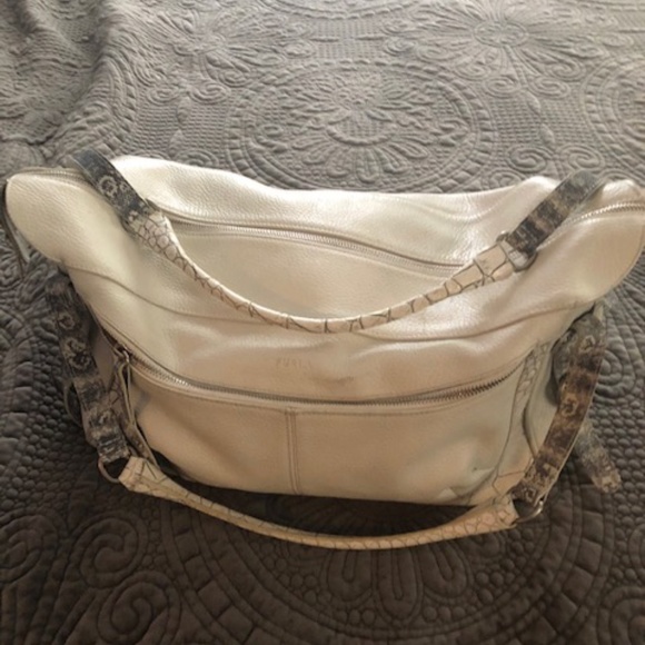 Furla White Shoulder Bag with Snakeskin Straps - Picture 4 of 14